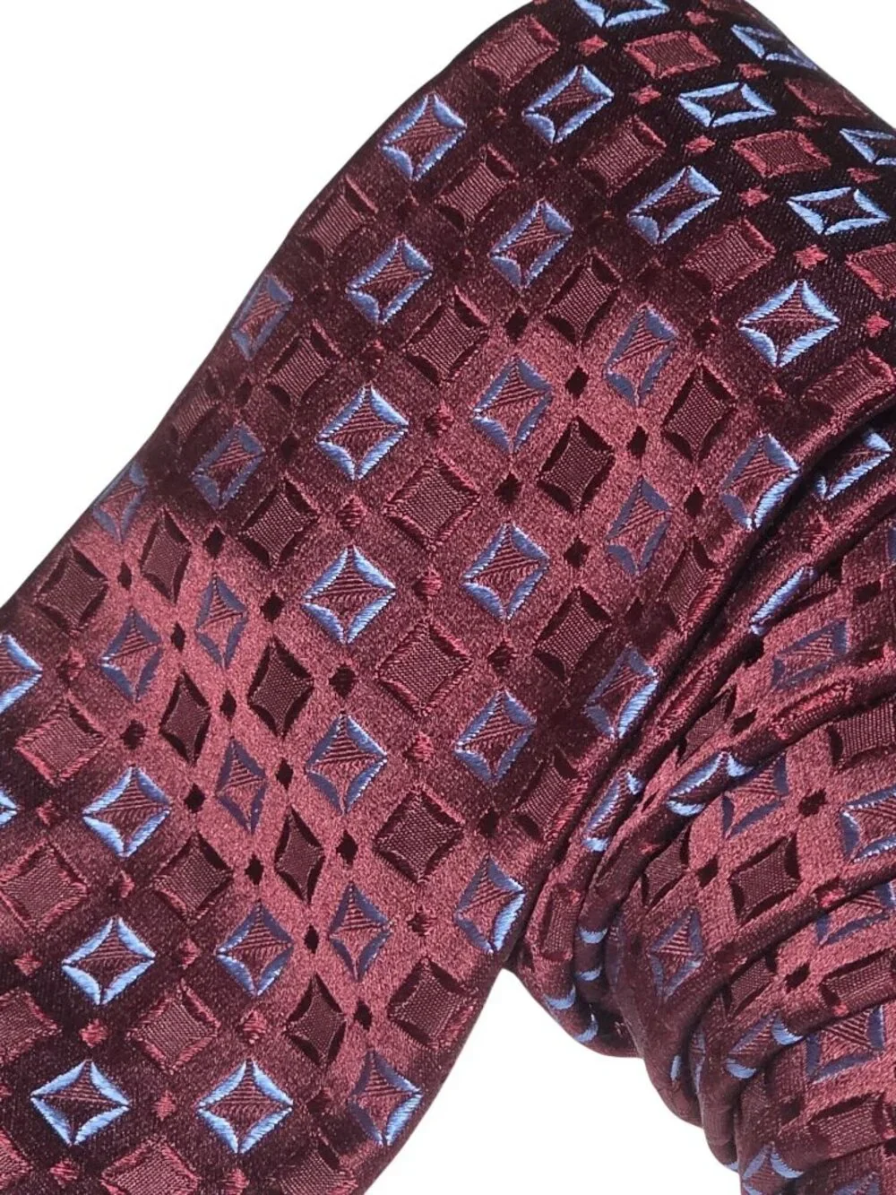 Guy Laroche Paris Burgundy Silk Geometric Tie (SKU#1187)